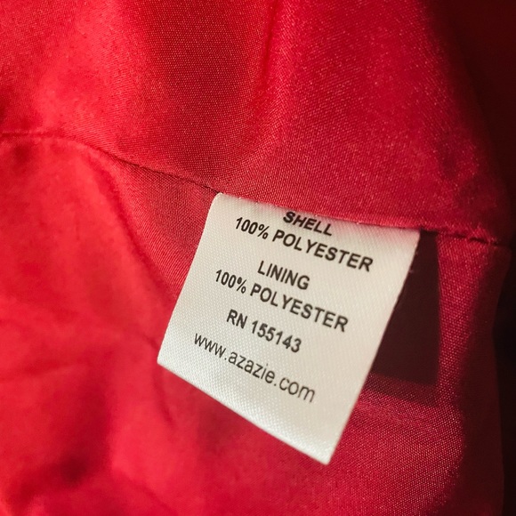 AZAZIE EVALLEEN, A-line pleated chiffon floor-length dress scarlet - Picture 2 of 6